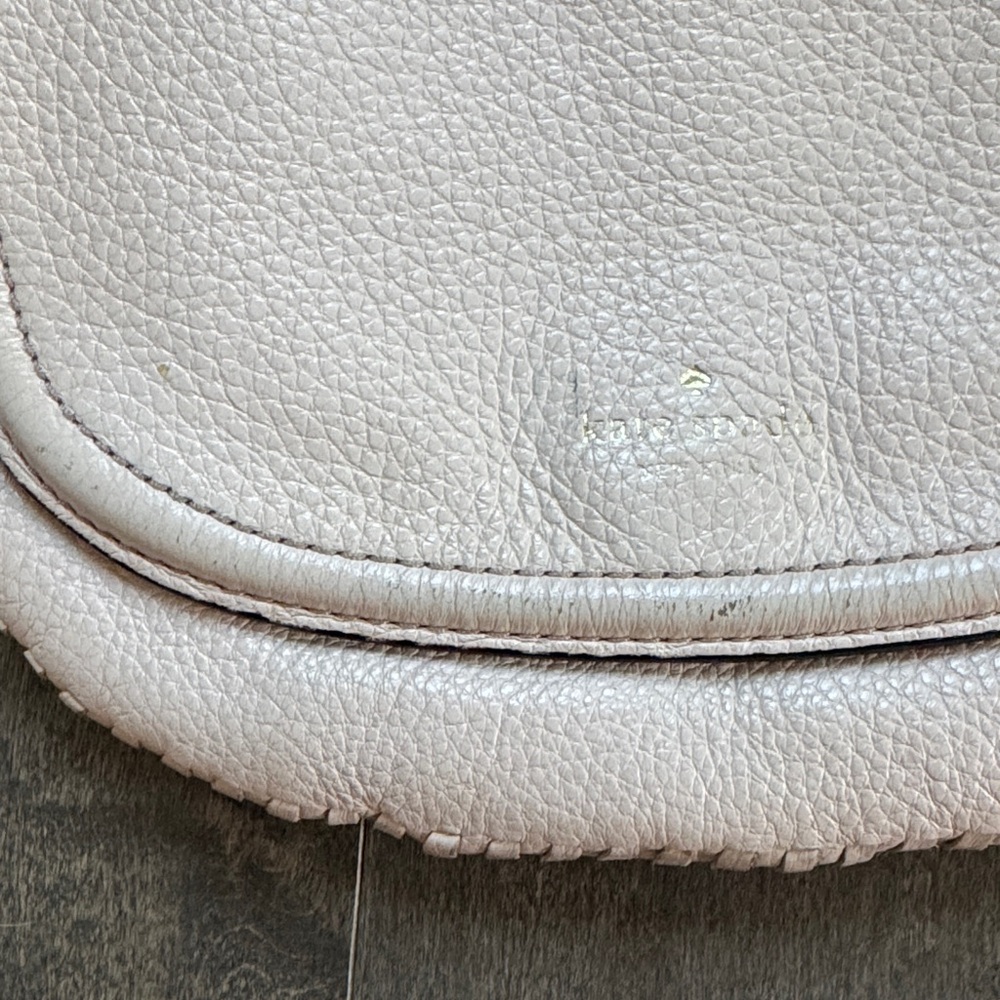 Kate Spade Blush Pink Pebbled Leather Crossbody Saddle Bag Boho Pre Loved - Picture 6 of 9
